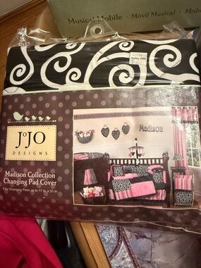 JJO Designs Madison Collection Black and White Swirl Changing Pad Cover